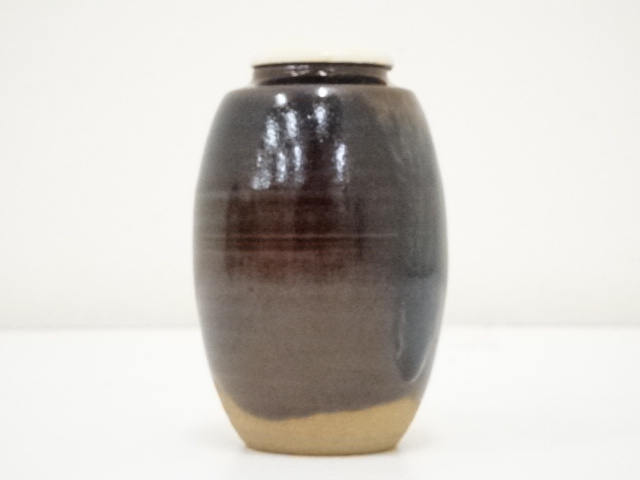 草山作 肩衝茶入れ 肩衝茶入 洛東 万代草山（作) 共箱 牙蓋 仕服（吉野間道) | 古美術ささき